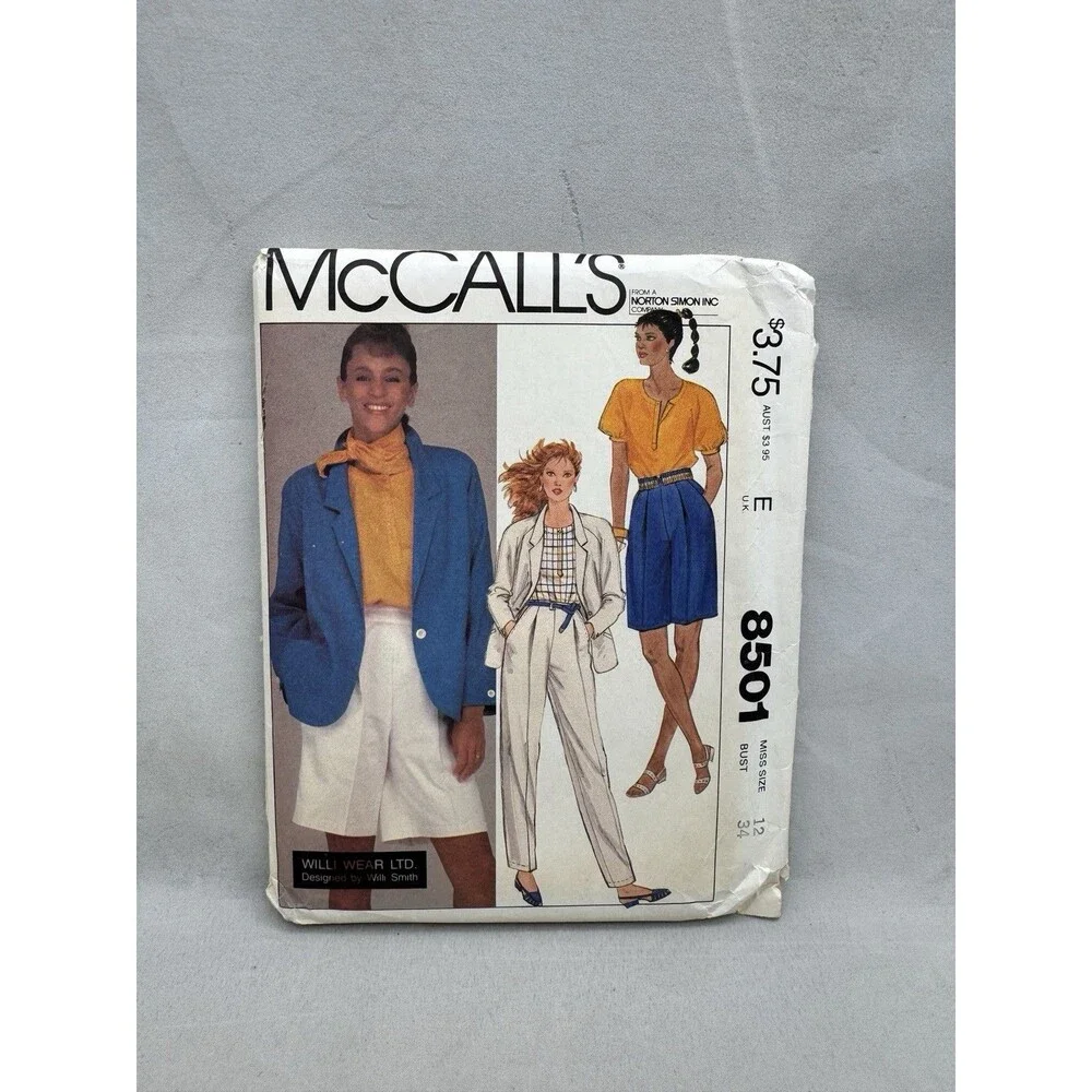 McCall's 8501 Sewing Pattern Ladies Size 12 Bust 34 Willi Smith Vintage Jacket